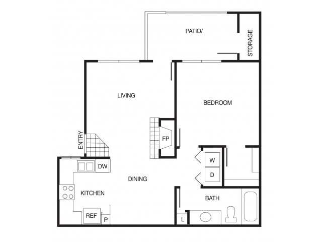 A2 1 Bed 1 Bath Floor Plan A2 1 Bed 1 Bath Floor Plan at Country Brook Apartments, Arizona, 85226